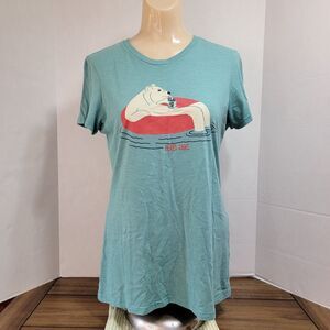The North Face Graphic SS Tee Sea Green Beary Chill Floating Bear - Size Small